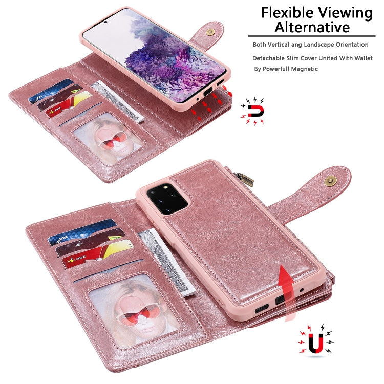 For Galaxy S20 Plus Multifunctional Retro Detachable Magnetic Horizontal Flip Leather Case with Card Slots & Holder & Wallet & Photo Frame