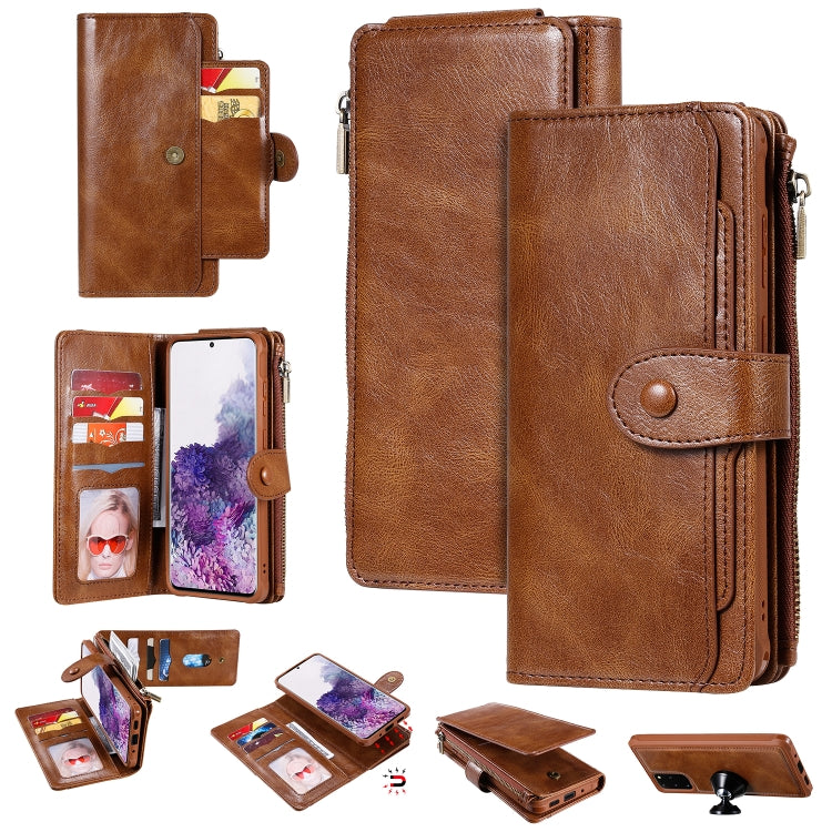 For Galaxy S20 Plus Multifunctional Retro Detachable Magnetic Horizontal Flip Leather Case with Card Slots & Holder & Wallet & Photo Frame