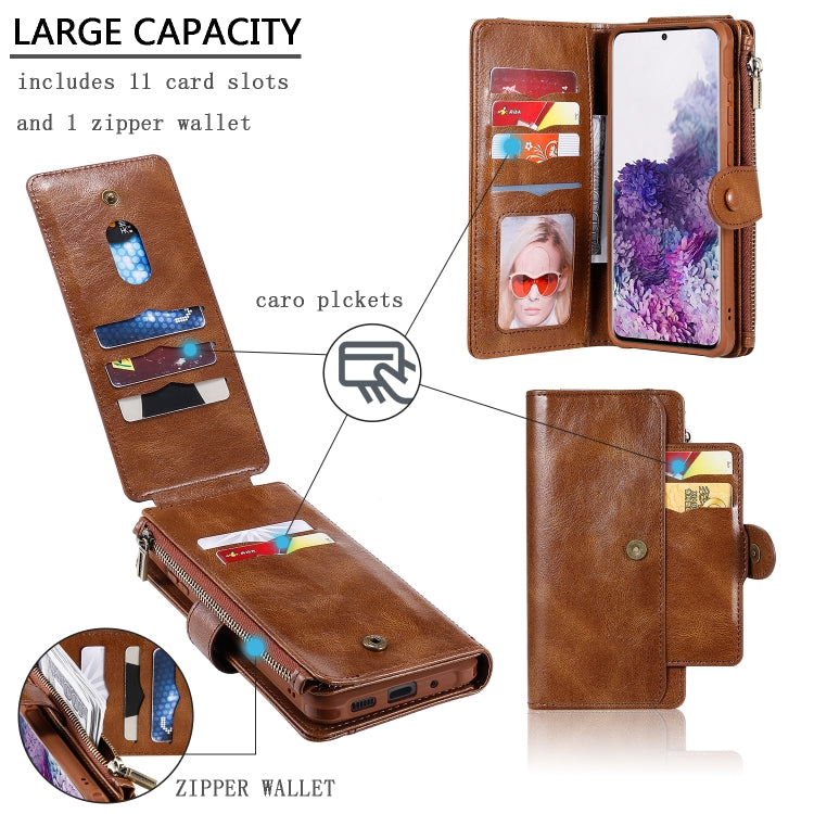 For Galaxy S20 Plus Multifunctional Retro Detachable Magnetic Horizontal Flip Leather Case with Card Slots & Holder & Wallet & Photo Frame
