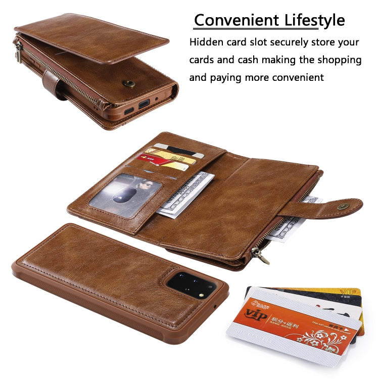 For Galaxy S20 Plus Multifunctional Retro Detachable Magnetic Horizontal Flip Leather Case with Card Slots & Holder & Wallet & Photo Frame