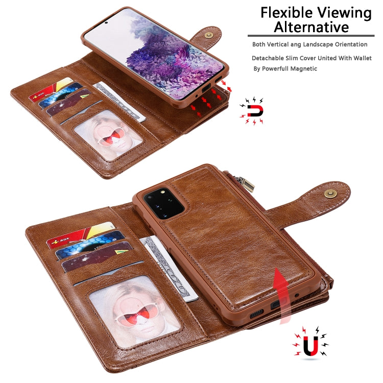 For Galaxy S20 Plus Multifunctional Retro Detachable Magnetic Horizontal Flip Leather Case with Card Slots & Holder & Wallet & Photo Frame