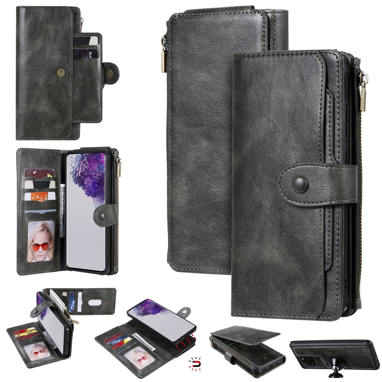 For Galaxy S20 Ultra Multifunctional Retro Detachable Magnetic Horizontal Flip Leather Case with Card Slots & Holder & Wallet & Photo Frame