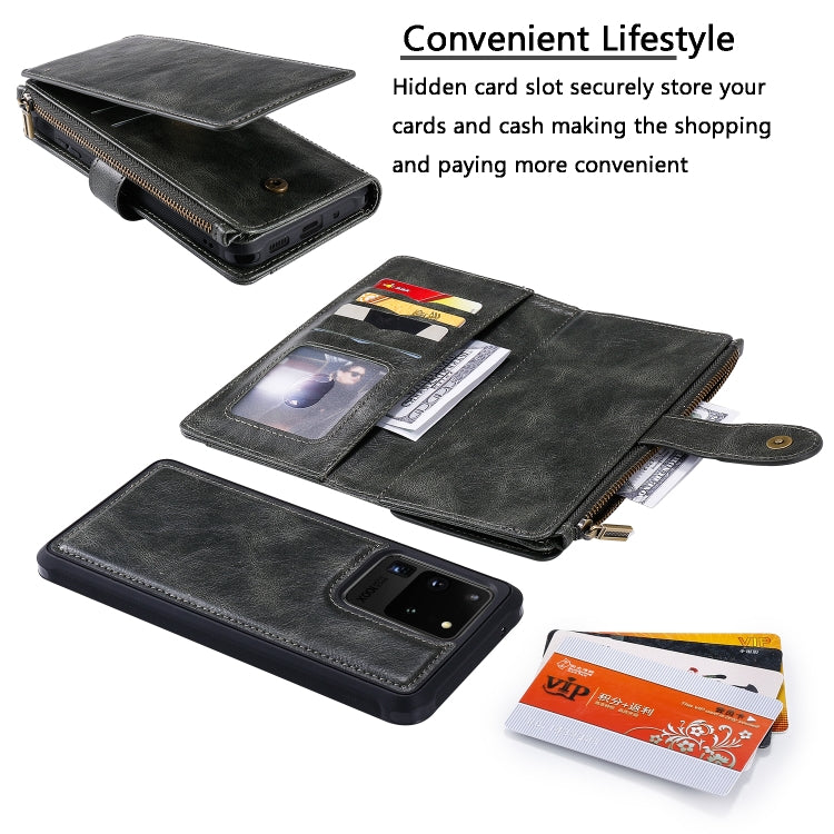 For Galaxy S20 Ultra Multifunctional Retro Detachable Magnetic Horizontal Flip Leather Case with Card Slots & Holder & Wallet & Photo Frame