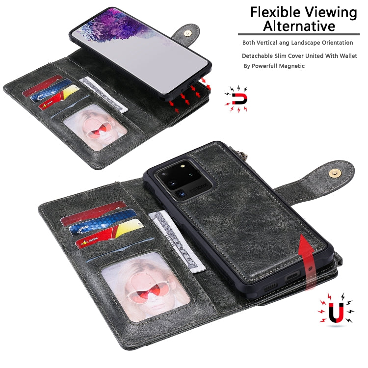 For Galaxy S20 Ultra Multifunctional Retro Detachable Magnetic Horizontal Flip Leather Case with Card Slots & Holder & Wallet & Photo Frame