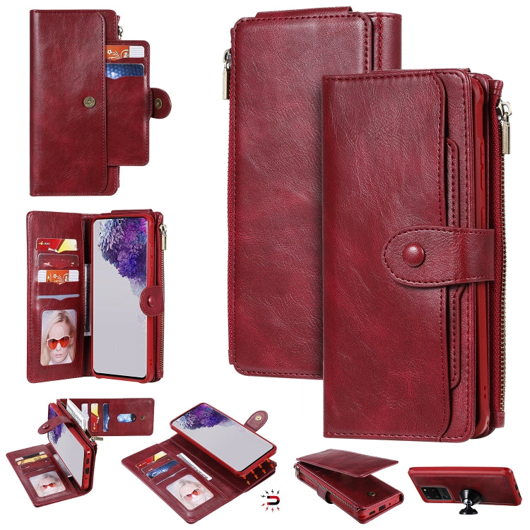 For Galaxy S20 Ultra Multifunctional Retro Detachable Magnetic Horizontal Flip Leather Case with Card Slots & Holder & Wallet & Photo Frame