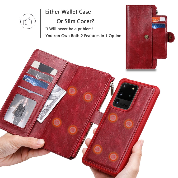 For Galaxy S20 Ultra Multifunctional Retro Detachable Magnetic Horizontal Flip Leather Case with Card Slots & Holder & Wallet & Photo Frame