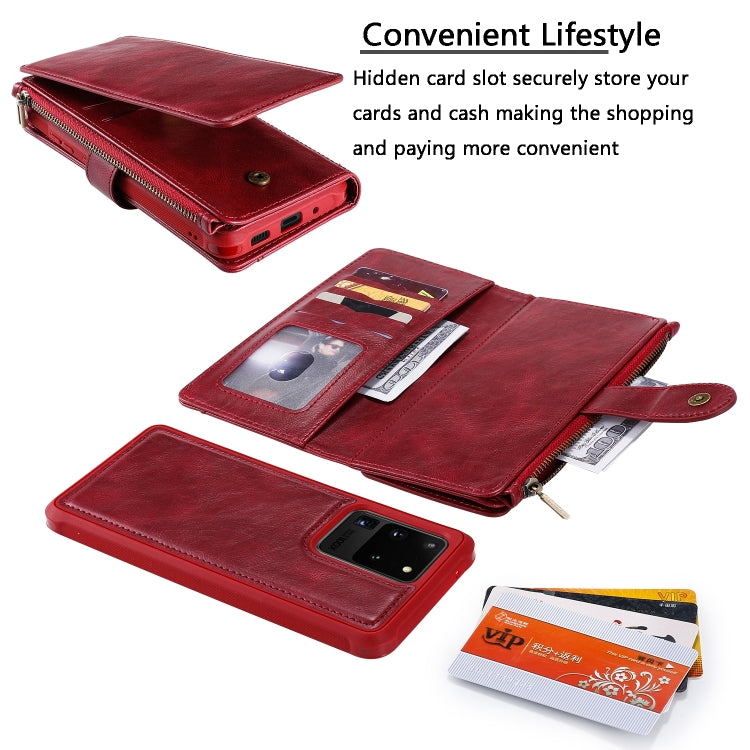For Galaxy S20 Ultra Multifunctional Retro Detachable Magnetic Horizontal Flip Leather Case with Card Slots & Holder & Wallet & Photo Frame