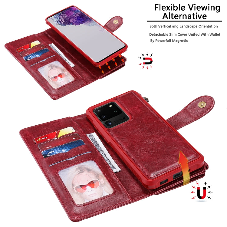 For Galaxy S20 Ultra Multifunctional Retro Detachable Magnetic Horizontal Flip Leather Case with Card Slots & Holder & Wallet & Photo Frame