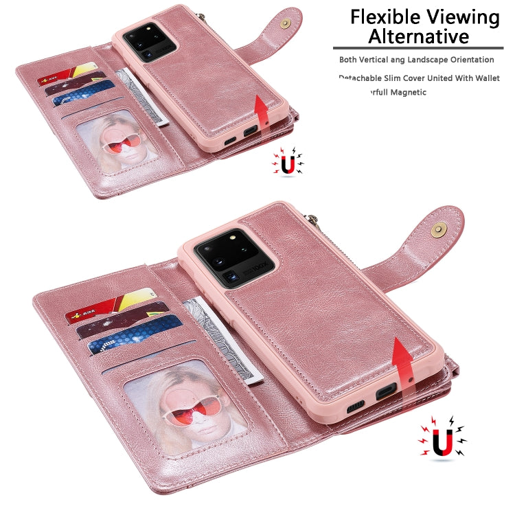 For Galaxy S20 Ultra Multifunctional Retro Detachable Magnetic Horizontal Flip Leather Case with Card Slots & Holder & Wallet & Photo Frame
