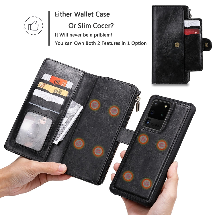For Galaxy S20 Ultra Multifunctional Retro Detachable Magnetic Horizontal Flip Leather Case with Card Slots & Holder & Wallet & Photo Frame
