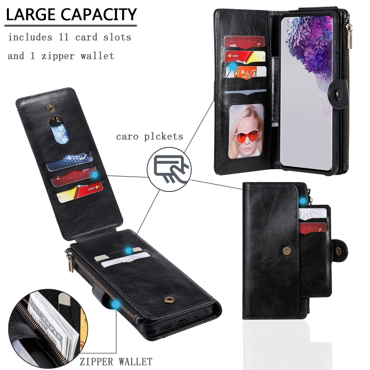 For Galaxy S20 Ultra Multifunctional Retro Detachable Magnetic Horizontal Flip Leather Case with Card Slots & Holder & Wallet & Photo Frame