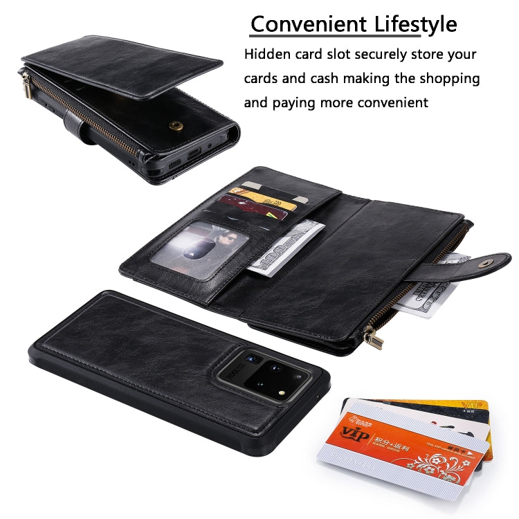 For Galaxy S20 Ultra Multifunctional Retro Detachable Magnetic Horizontal Flip Leather Case with Card Slots & Holder & Wallet & Photo Frame