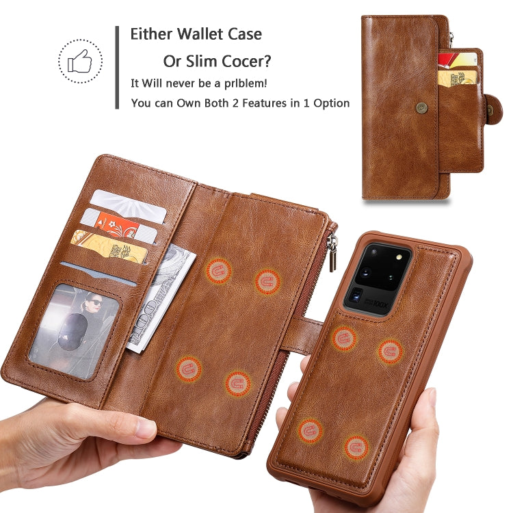 For Galaxy S20 Ultra Multifunctional Retro Detachable Magnetic Horizontal Flip Leather Case with Card Slots & Holder & Wallet & Photo Frame