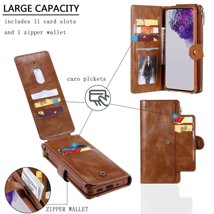 For Galaxy S20 Ultra Multifunctional Retro Detachable Magnetic Horizontal Flip Leather Case with Card Slots & Holder & Wallet & Photo Frame