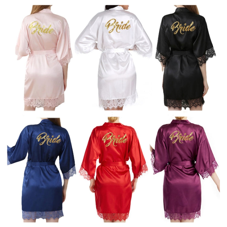 Women Bride Gold Lettering Lace Edge Nightgown, Size:
