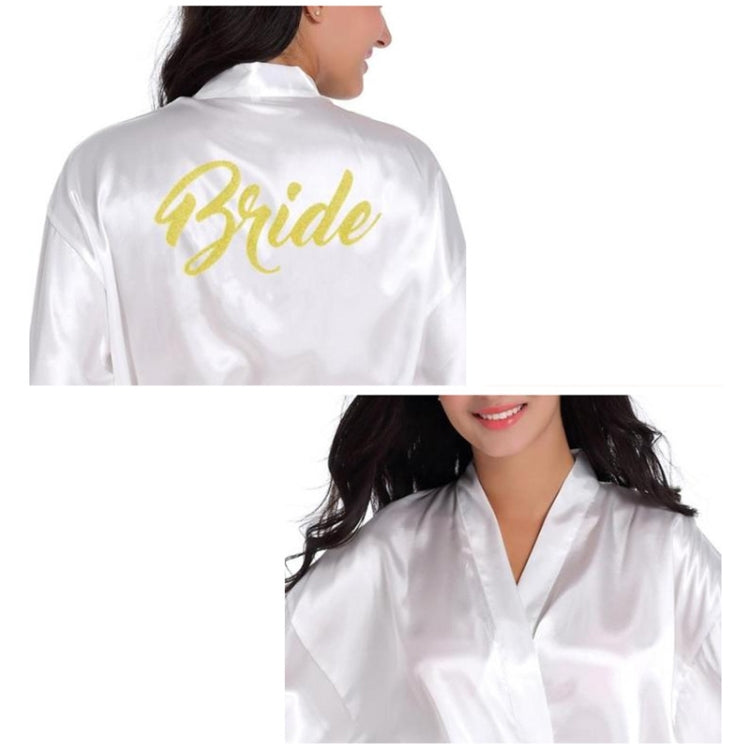 Women Bride Gold Lettering Lace Edge Nightgown, Size: