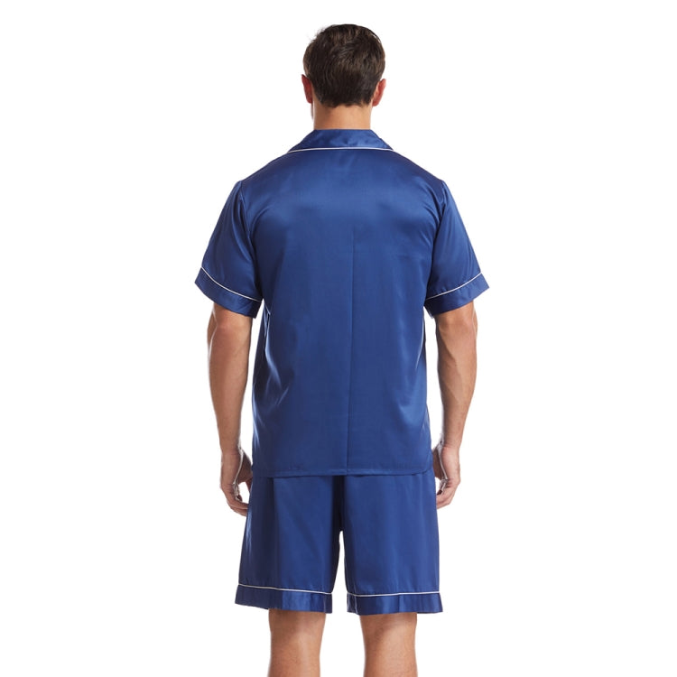 Summer Men Lapel Solid Color Short Pajamas Set, Size: