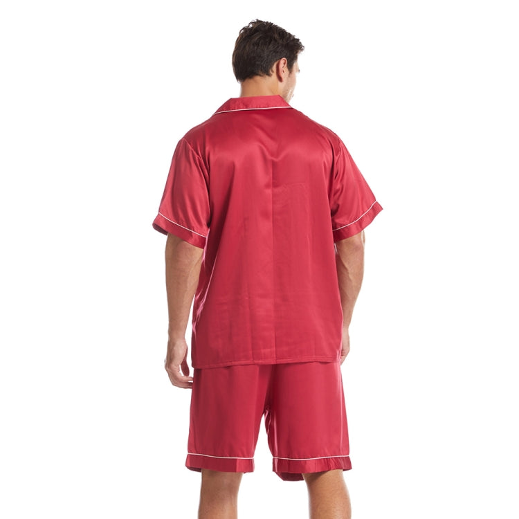 Summer Men Lapel Solid Color Short Pajamas Set, Size: