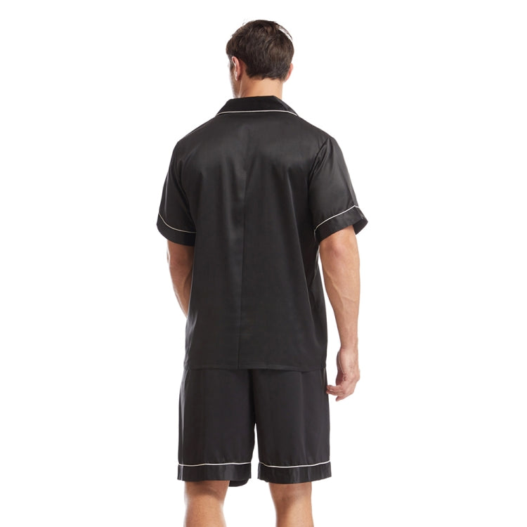 Summer Men Lapel Solid Color Short Pajamas Set, Size: