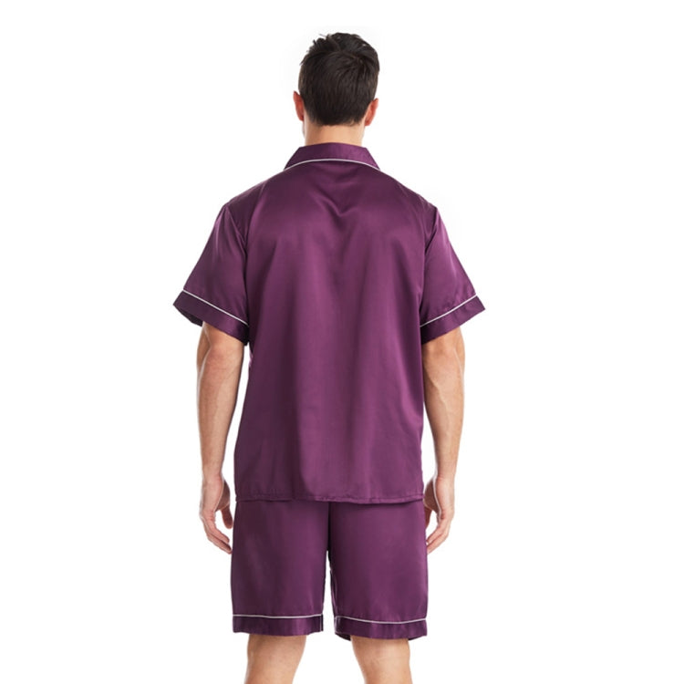 Summer Men Lapel Solid Color Short Pajamas Set, Size: