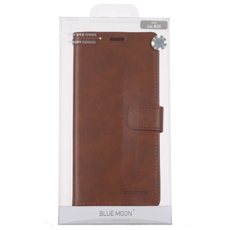 For Galaxy A51 GOOSPERY BLUE MOON DIARY Crazy Horse Texture Horizontal Flip Leather Case With Bracket & Card Slot & Wallet