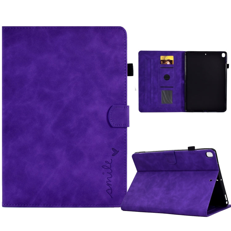 For iPad 10.2 / Air 10.5 2019 Embossed Smile Flip Tablet Leather Smart Case