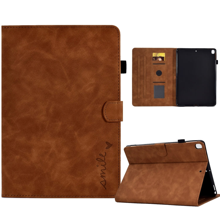 For iPad 10.2 / Air 10.5 2019 Embossed Smile Flip Tablet Leather Smart Case
