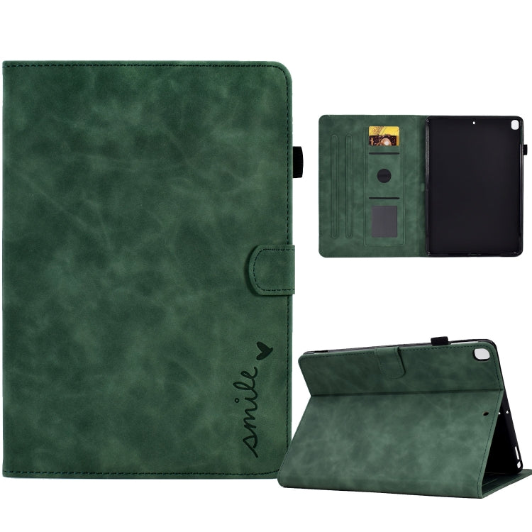 For iPad 10.2 / Air 10.5 2019 Embossed Smile Flip Tablet Leather Smart Case