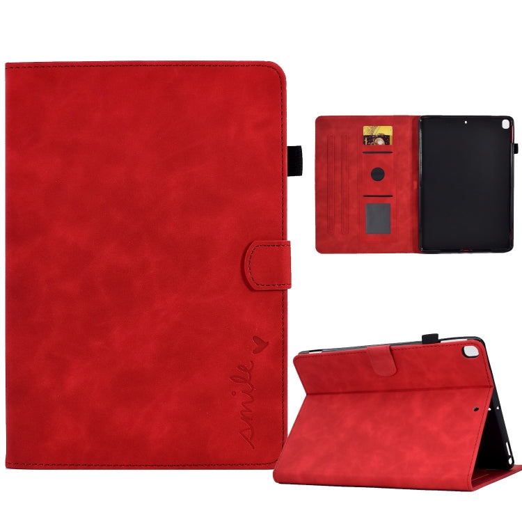 For iPad 10.2 / Air 10.5 2019 Embossed Smile Flip Tablet Leather Smart Case