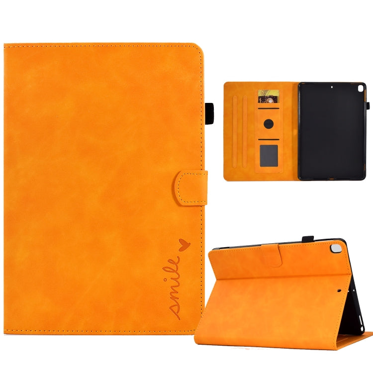 For iPad 10.2 / Air 10.5 2019 Embossed Smile Flip Tablet Leather Smart Case