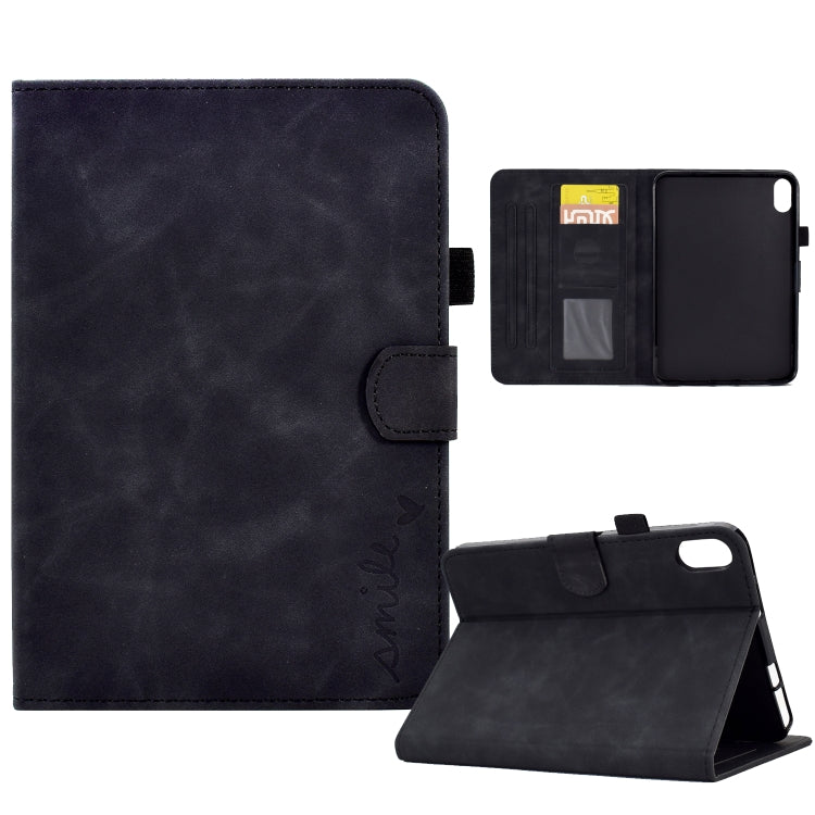 For iPad mini 6 Embossed Smile Flip Tablet Leather Smart Case