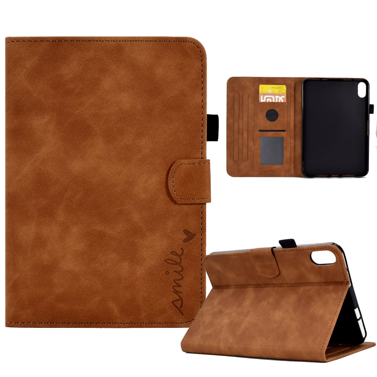 For iPad mini 6 Embossed Smile Flip Tablet Leather Smart Case