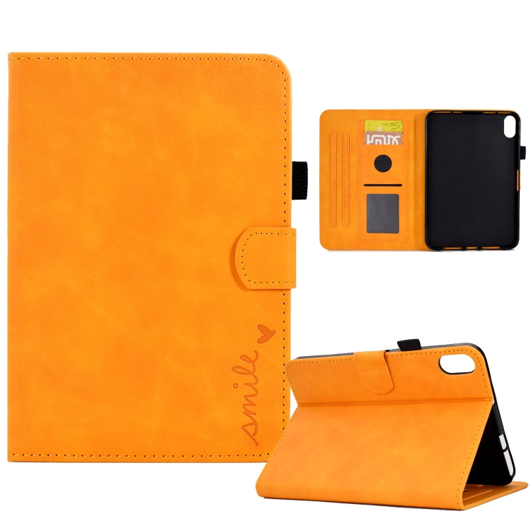 For iPad mini 6 Embossed Smile Flip Tablet Leather Smart Case