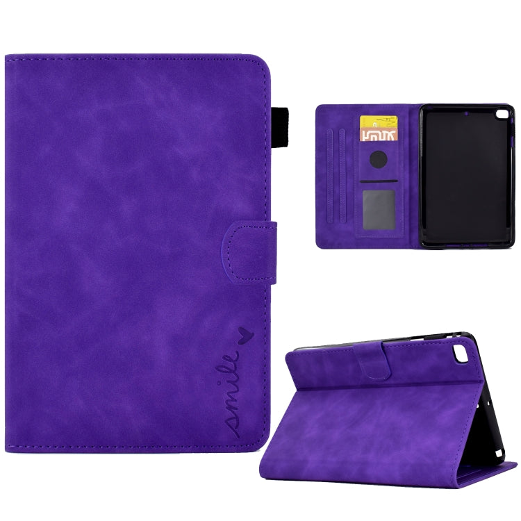 For iPad mini 5/4/3/2/1 Embossed Smile Flip Tablet Leather Smart Case