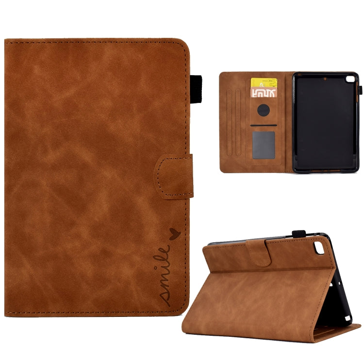 For iPad mini 5/4/3/2/1 Embossed Smile Flip Tablet Leather Smart Case