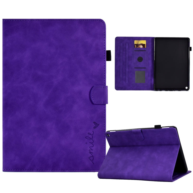 For Amazon Kindle Fire HD 10 2021 Embossed Smile Flip Tablet Leather Case