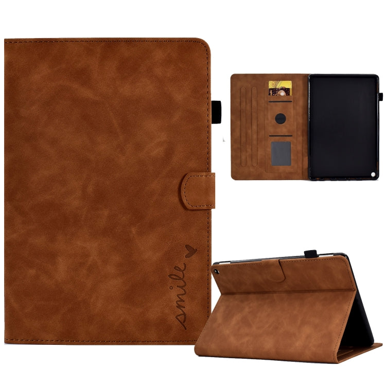 For Amazon Kindle Fire HD 10 2021 Embossed Smile Flip Tablet Leather Case