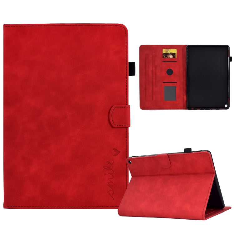 For Amazon Kindle Fire HD 10 2021 Embossed Smile Flip Tablet Leather Case