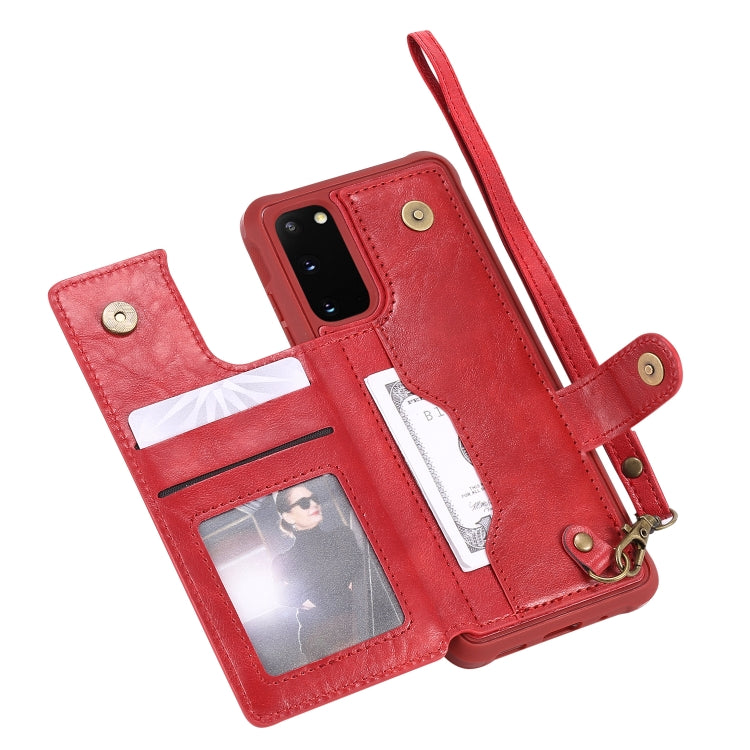 For Galaxy S20 Shockproof Horizontal Flip Protective Case with Holder & Card Slots & Wallet & Photo Frame & Short Lanyard