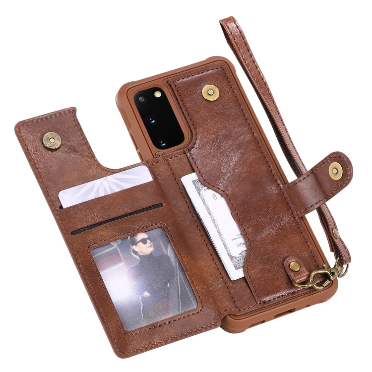 For Galaxy S20 Shockproof Horizontal Flip Protective Case with Holder & Card Slots & Wallet & Photo Frame & Short Lanyard