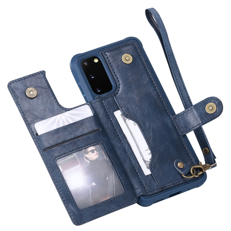 For Galaxy S20 Shockproof Horizontal Flip Protective Case with Holder & Card Slots & Wallet & Photo Frame & Short Lanyard