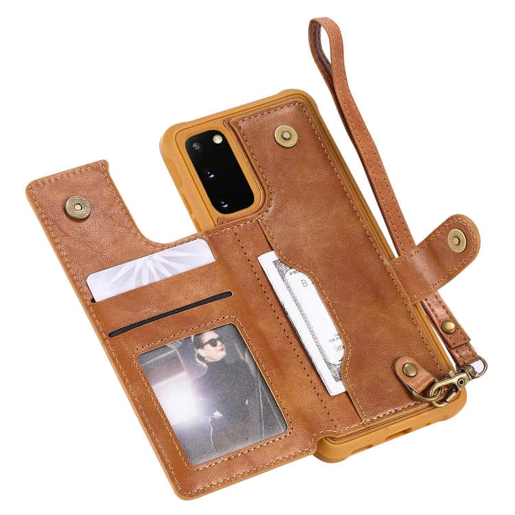 For Galaxy S20 Shockproof Horizontal Flip Protective Case with Holder & Card Slots & Wallet & Photo Frame & Short Lanyard