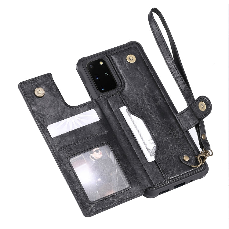 For Galaxy S20 Plus Shockproof Horizontal Flip Protective Case with Holder & Card Slots & Wallet & Photo Frame & Short Lanyard