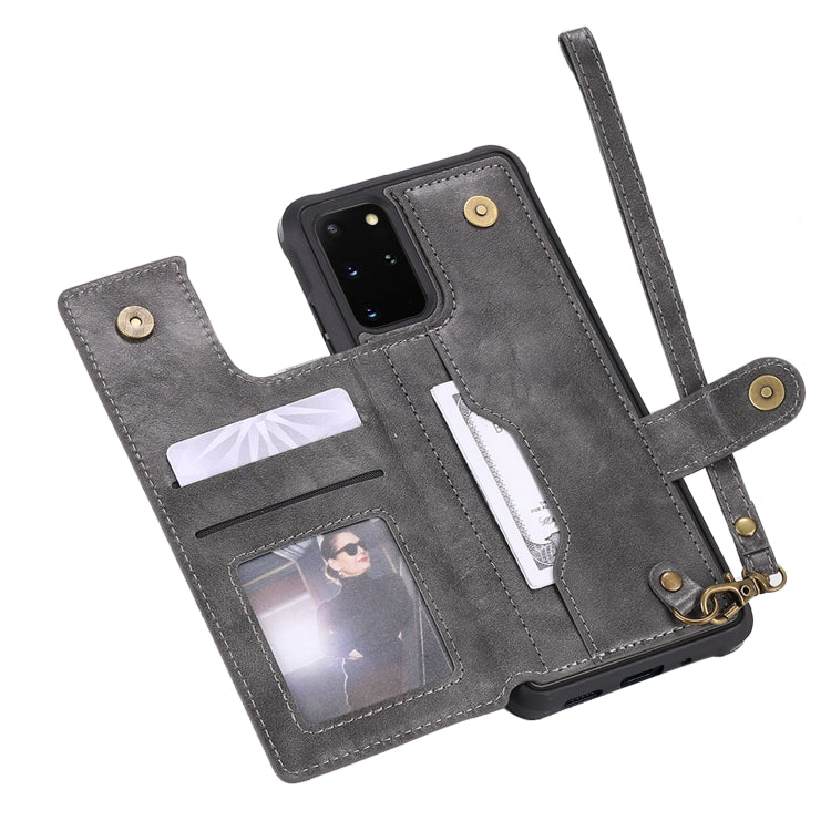 For Galaxy S20 Plus Shockproof Horizontal Flip Protective Case with Holder & Card Slots & Wallet & Photo Frame & Short Lanyard