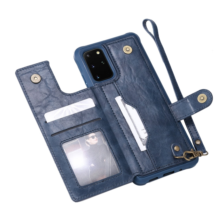 For Galaxy S20 Plus Shockproof Horizontal Flip Protective Case with Holder & Card Slots & Wallet & Photo Frame & Short Lanyard