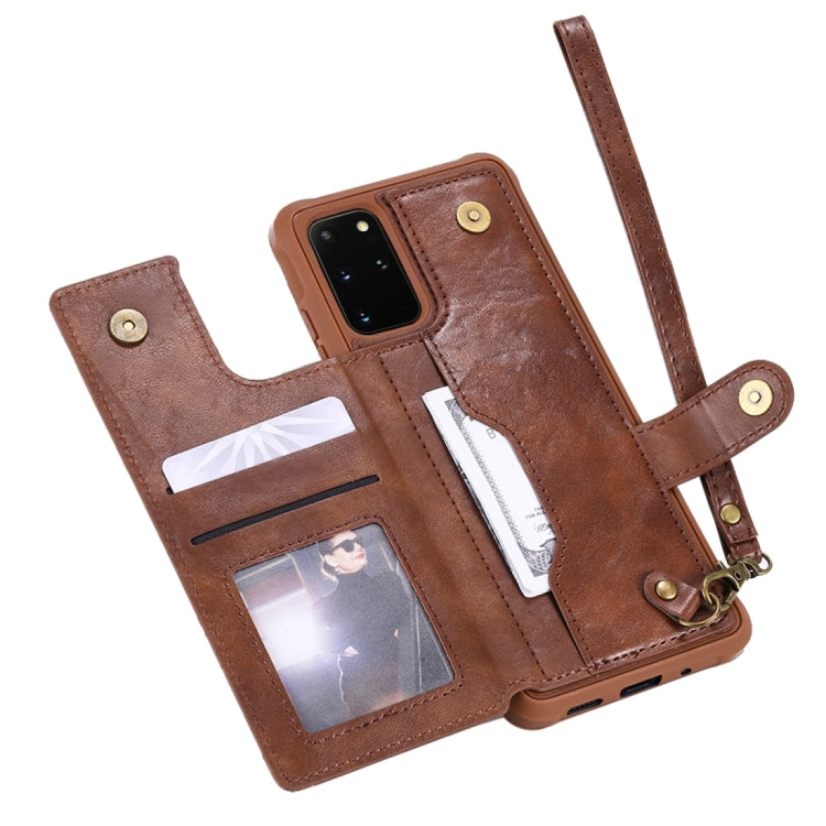 For Galaxy S20 Plus Shockproof Horizontal Flip Protective Case with Holder & Card Slots & Wallet & Photo Frame & Short Lanyard