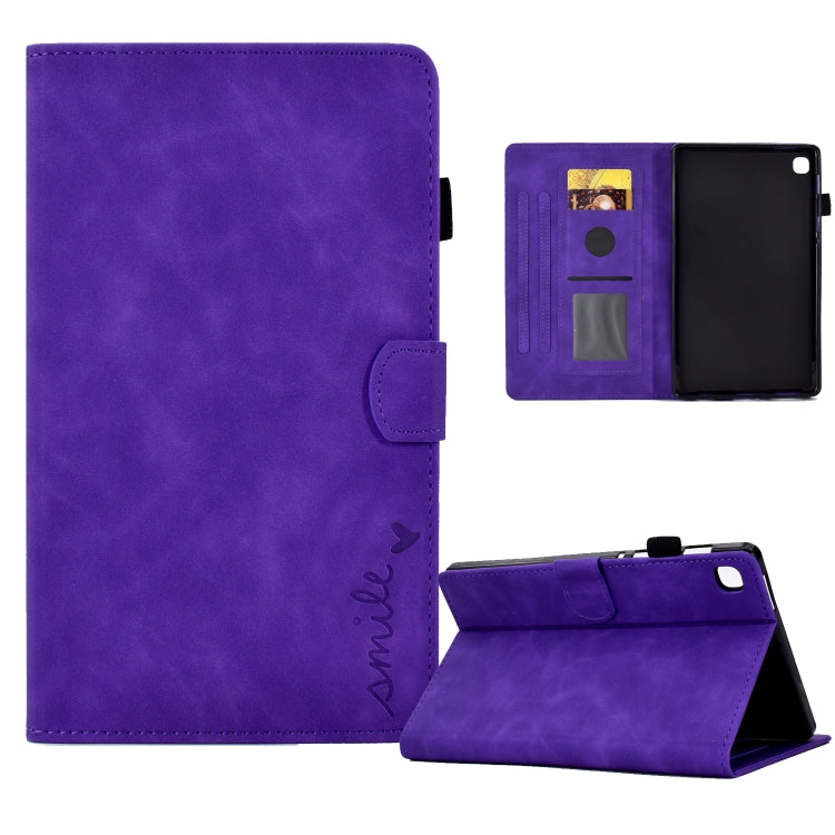 For Samsung Galaxy Tab A7 Lite T220 Embossed Smile Flip Tablet Leather Case