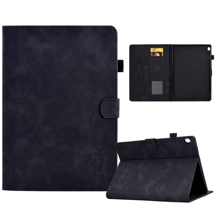 For Lenovo Tab M10 Embossed Smile Flip Tablet Leather Case