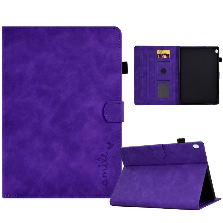 For Lenovo Tab M10 Embossed Smile Flip Tablet Leather Case