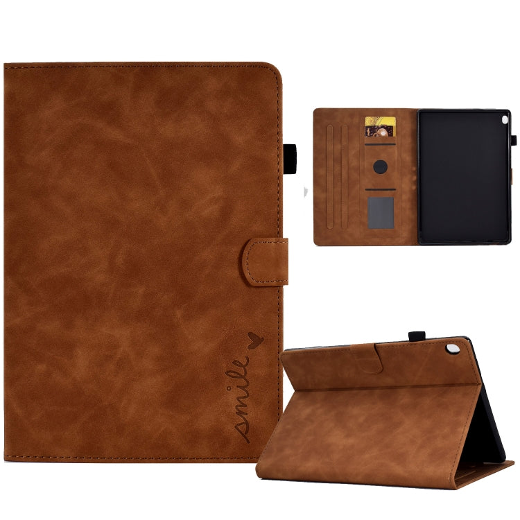 For Lenovo Tab M10 Embossed Smile Flip Tablet Leather Case